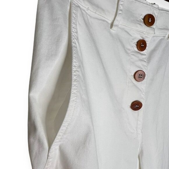AVN Iris Trousers White Pants Buttons Luxury Italian Size 42 Italy,‎ 6 US - Picture 5 of 10